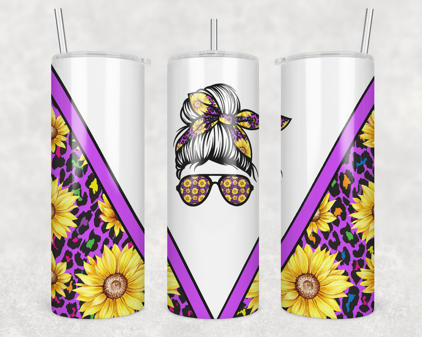 Messy Bun & Sunflowers Tumbler