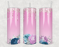 Pink Drip With Flowers Tumbler