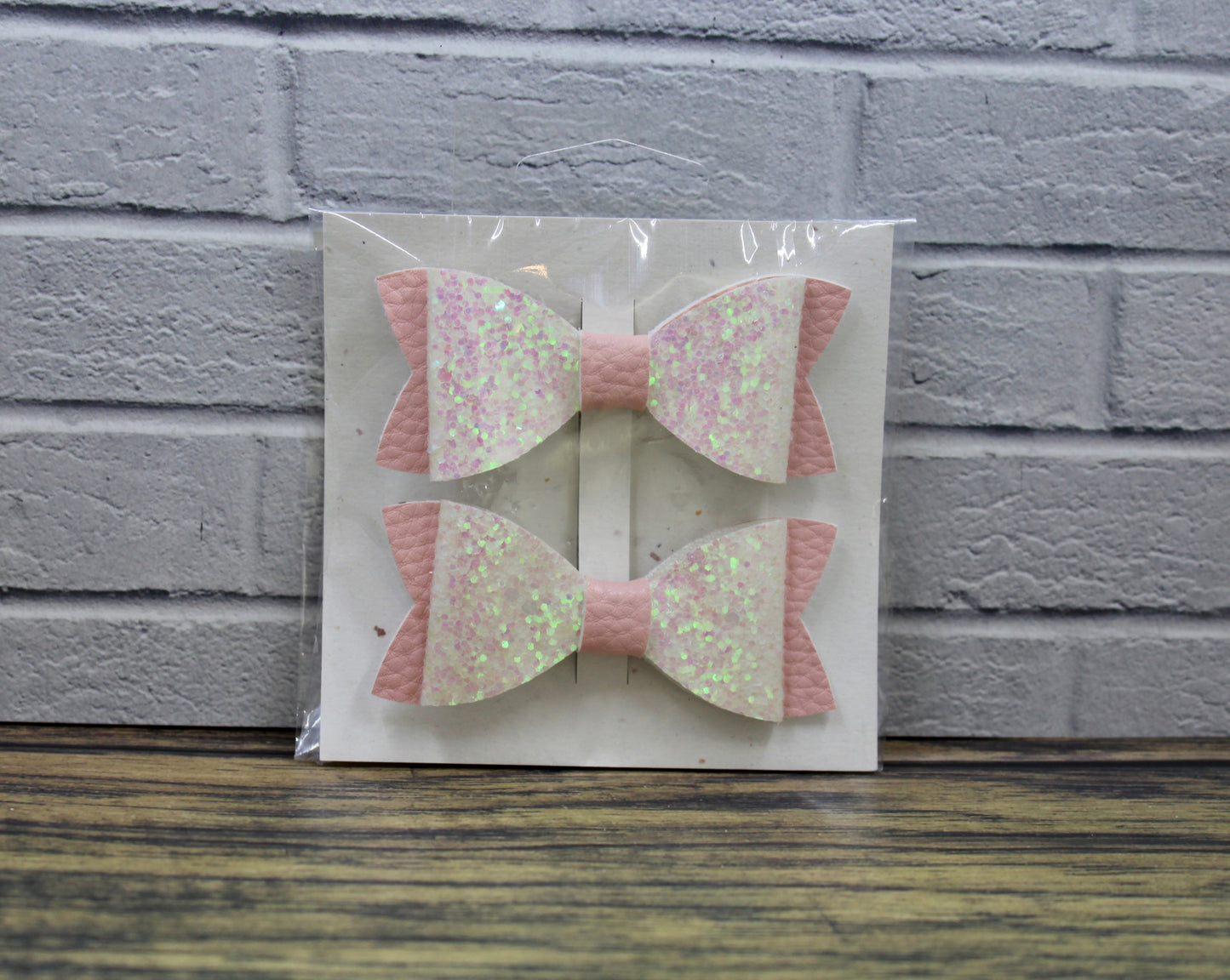 Pink & Opal Pigtails/ Mini Hair Bows
