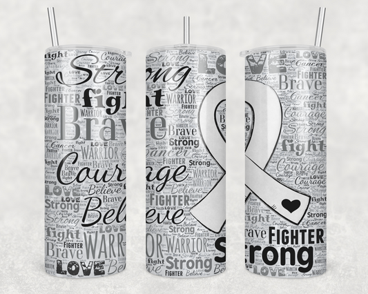 White Awareness Ribbon Tumbler