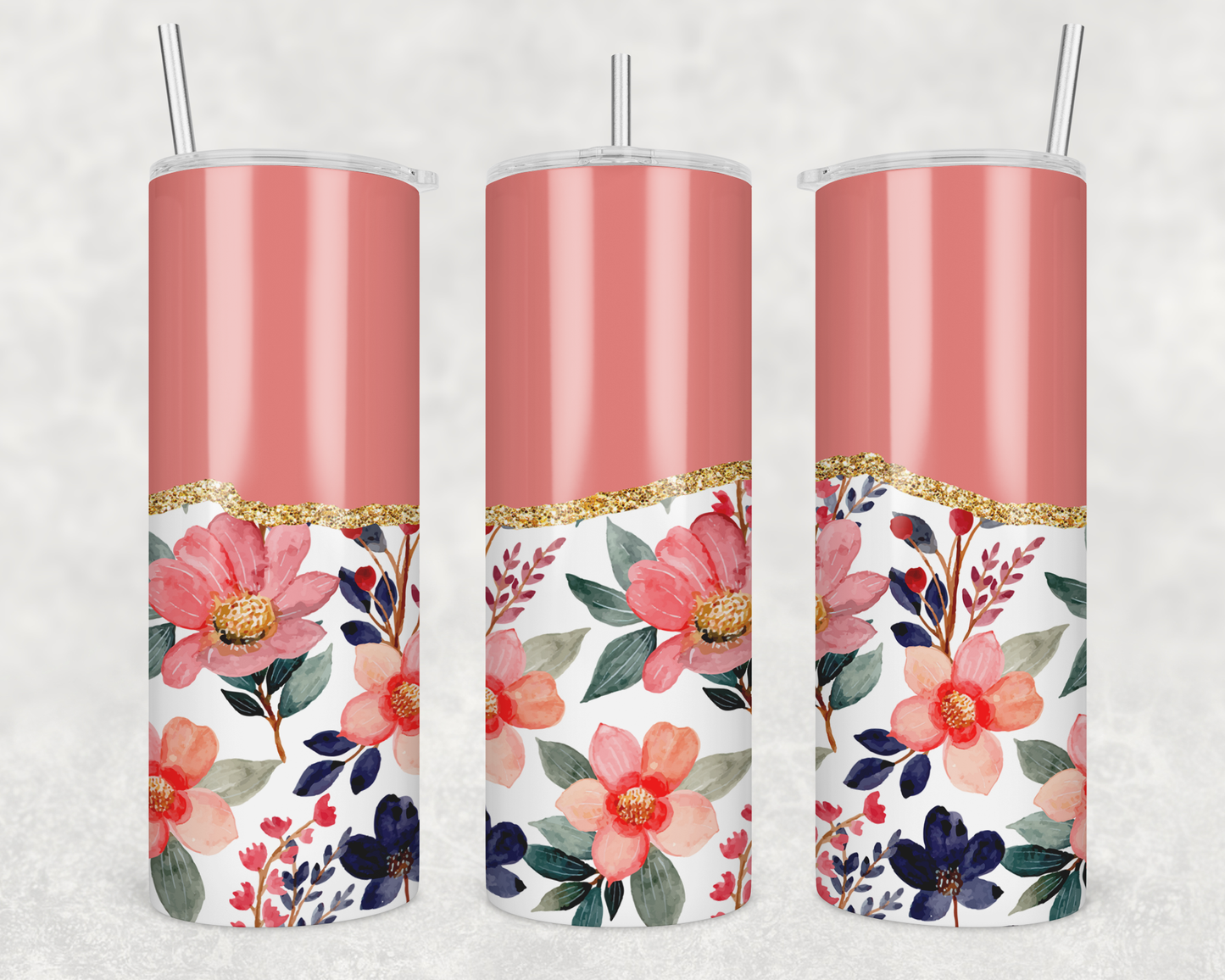 Coral Flowers Tumbler