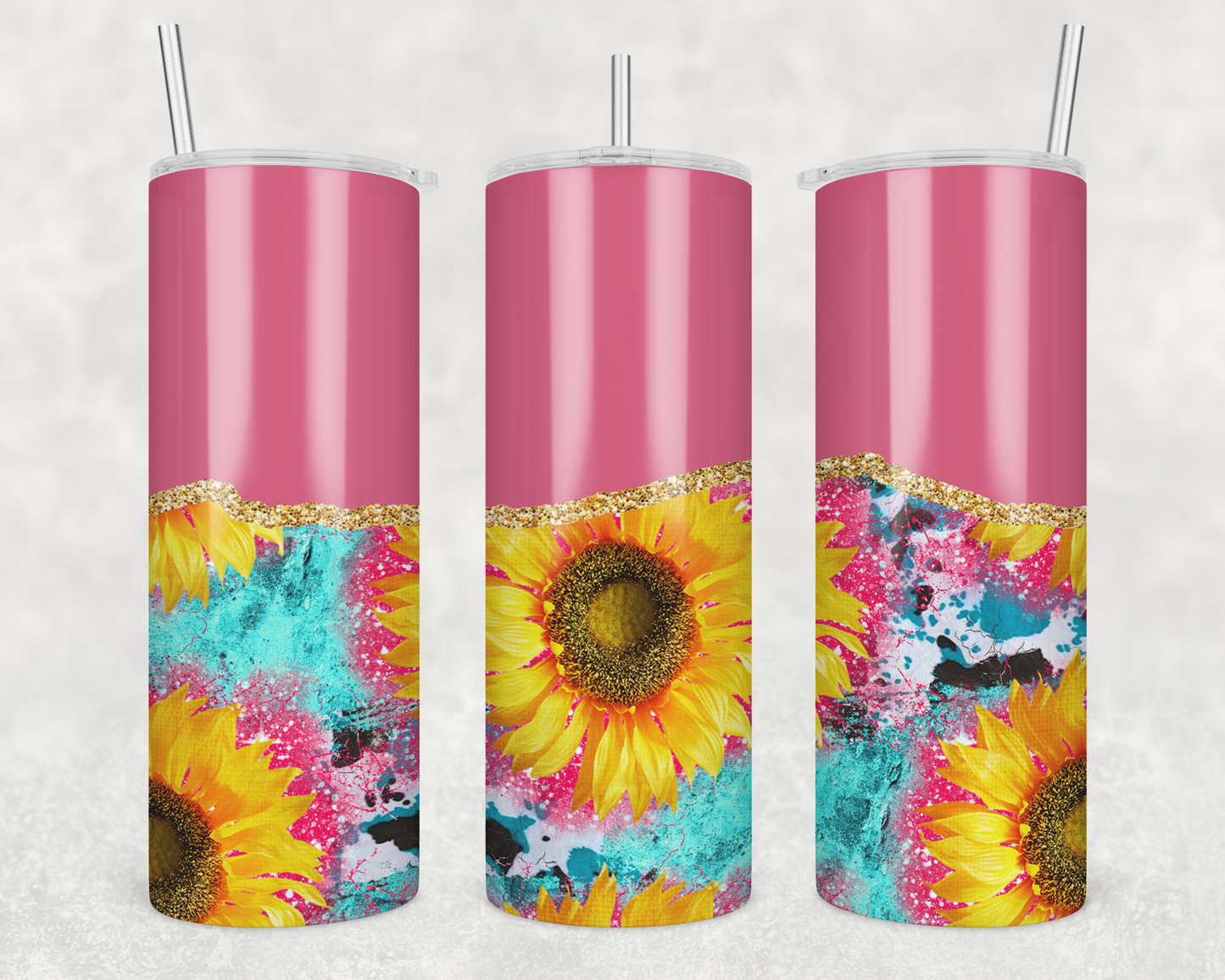 Pink & Blue With Flowers Tumbler
