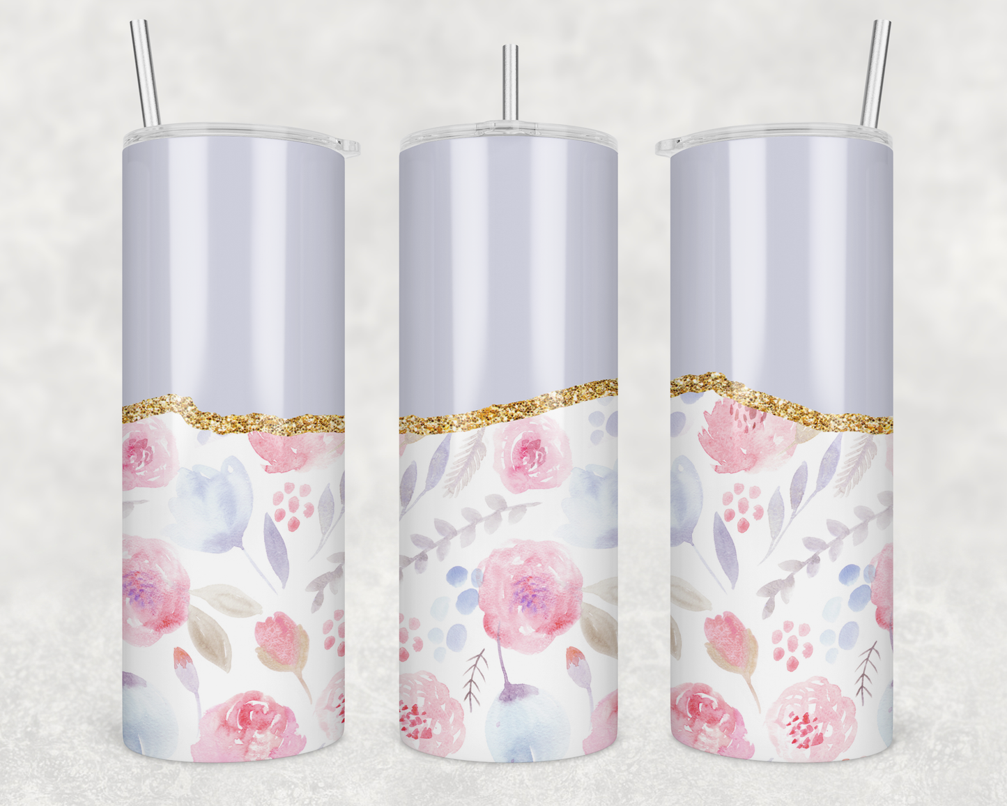 Lilac With Pink Flowers Tumbler