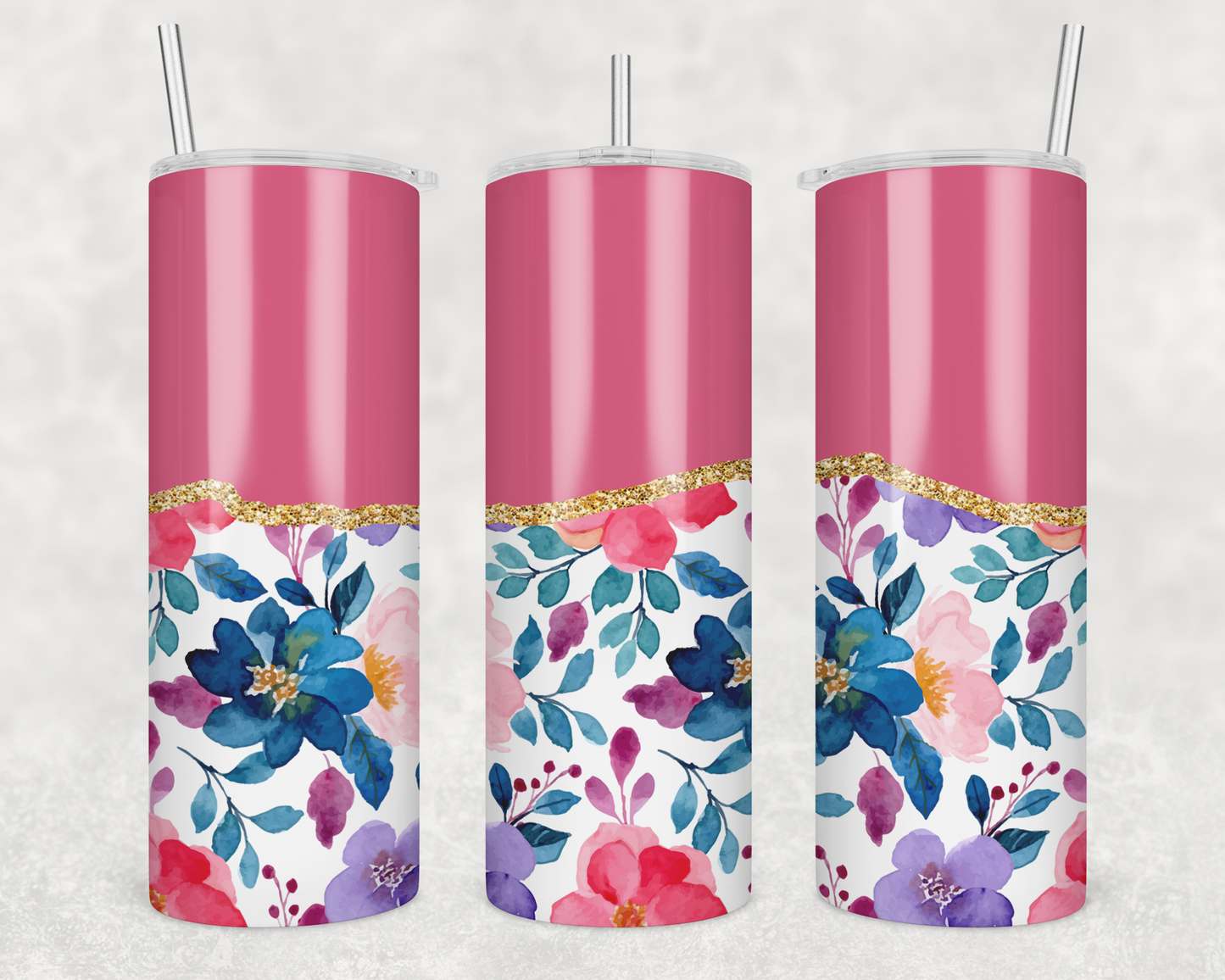 Pink With Flowers Tumbler