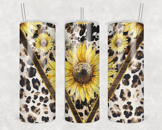 Sunflower Cheetah Print V Split Tumbler