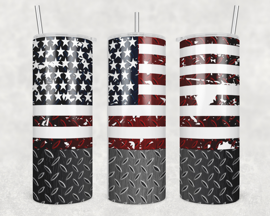 American Flag & Diamond Plate Tumbler