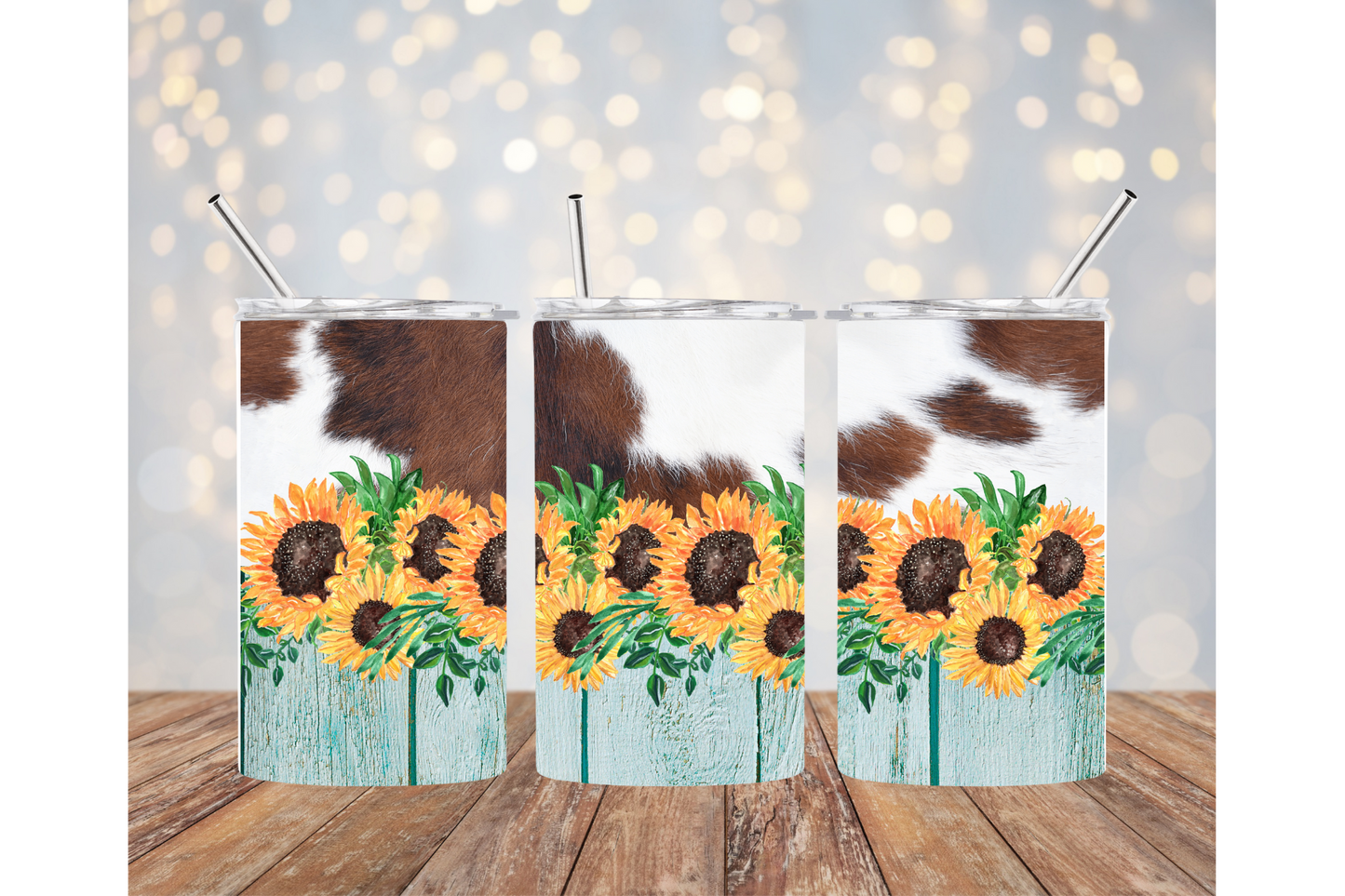 Cow Print & Sunflowers Tumbler
