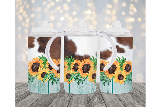 Cow Print & Sunflowers Sippy Cup