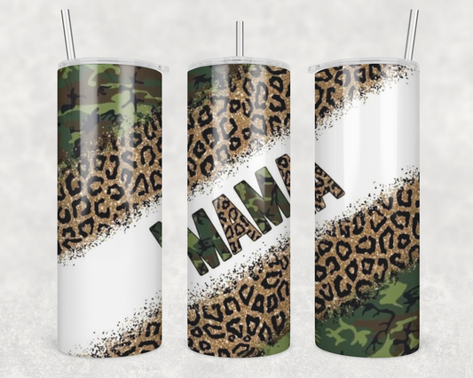 Mama With Camouflage & Cheetah Print Tumbler